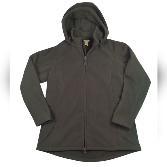 Deluth Green Fleece Hooded Jacket Women's Size Large Anorak Casual Cargo - Picture 1 of 13